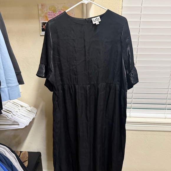 NWOT Lola May Black Satin Dress - Picture 2 of 5